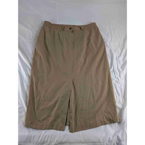 Chaus Womens Vintage Brown A-line Skirt Knee Length Front Slit Belt Loops Sz 16